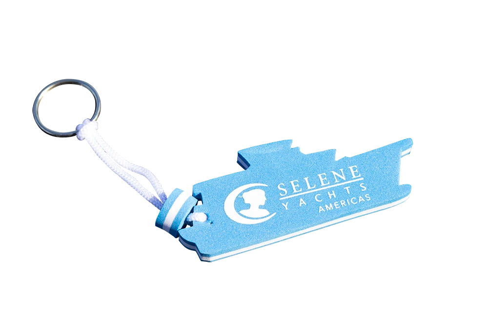 Floaty key chain with Selene Yachts Americas / In shape of a Selene Yacht